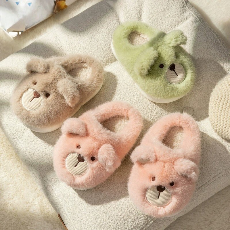 💛 Myke og varme barneslippers med søtt bjørnedesign - GlowNordi 
