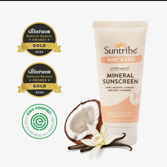 Suntribe økologisk mineralsk solcreme til babyer og børn SPF 30 - GlowNordi